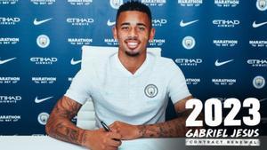 Gabriel Jesus, en el Manchester City, hasta el 2023.