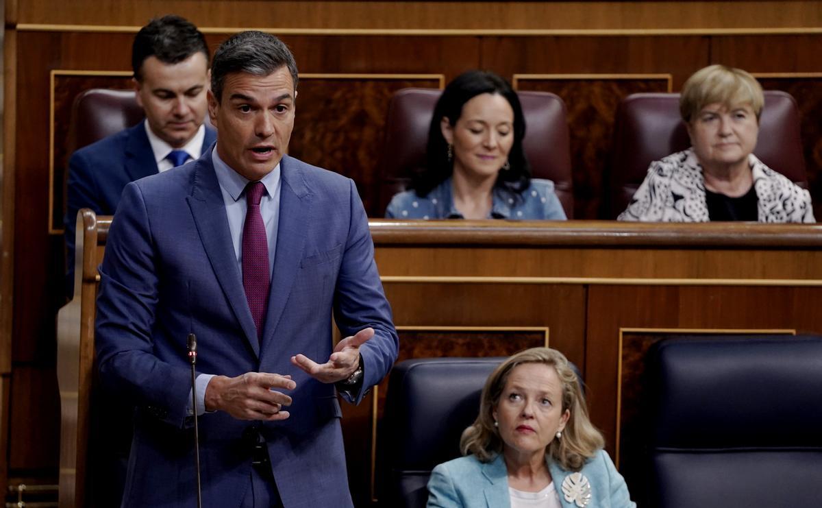 Pedro Sánchez, en la sesión de control del Congreso de los Diputados.