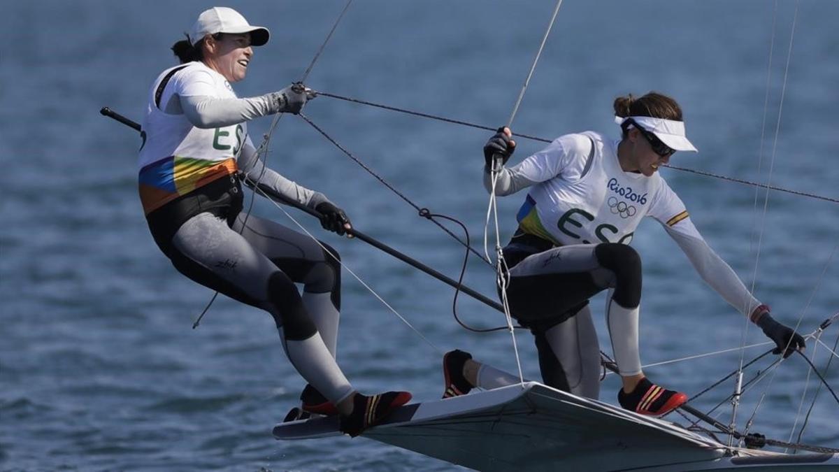 Támara Echegoyen, a la izquierda, y Berta Betanzos durante la prueba en Río.