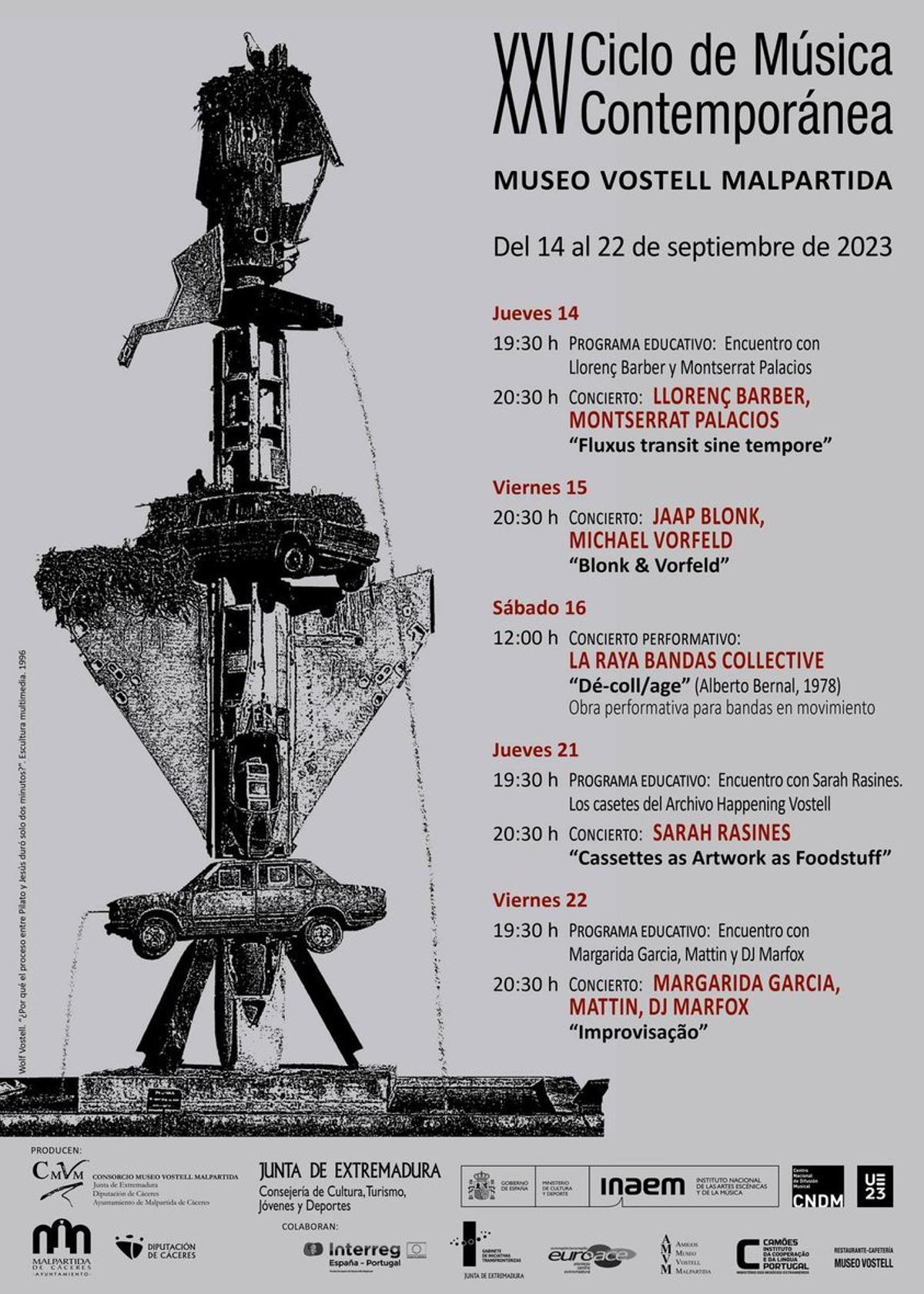 Cartel del XXV Ciclo de Música Contemporánea Museo Vostell Malpartida.