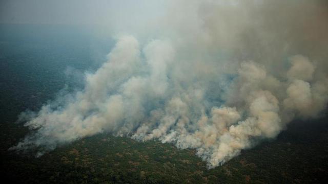 Varias columnas de humo sobre la selva amazónica de Porto Velho, Rondonia (Brasil)