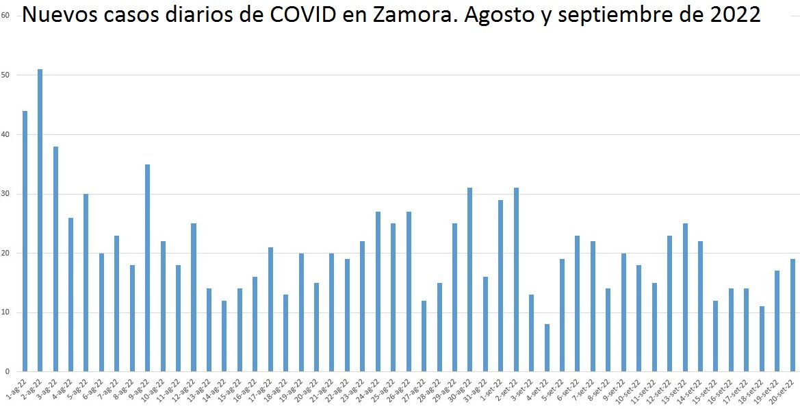 Evolución de los casos diarios de coronavirus en Zamora