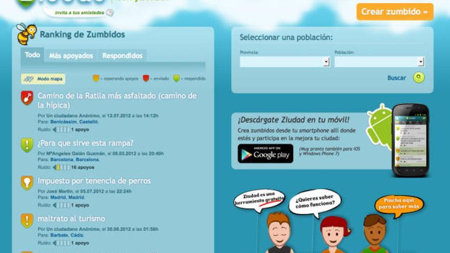 Captura de pantalla de la web