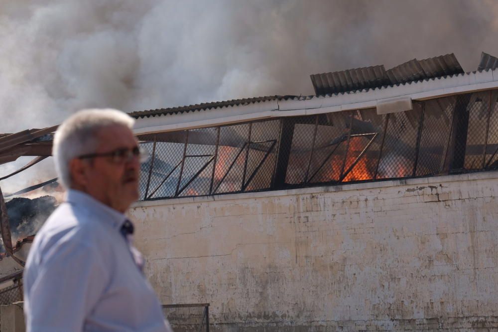 Arde una nave industrial en Aspe