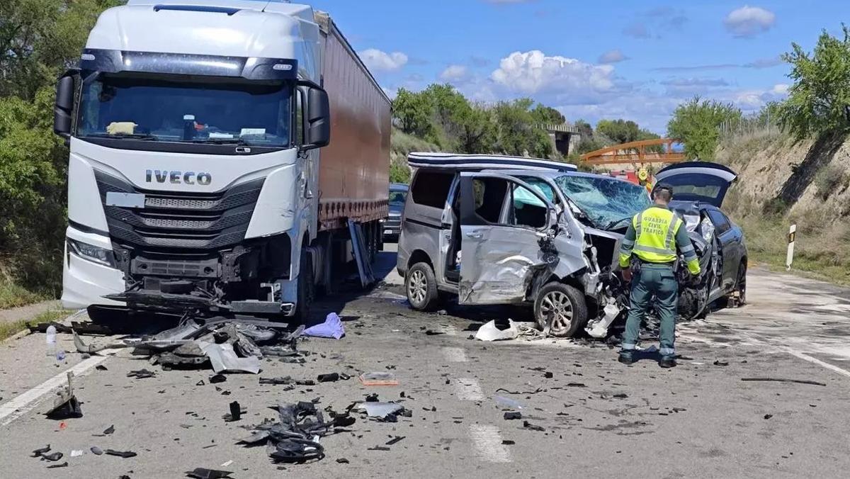 Accidente ocurrido en Barbastro (Huesca) donde ha muerto el marido de la 'influencer' Rebeca Labara.
