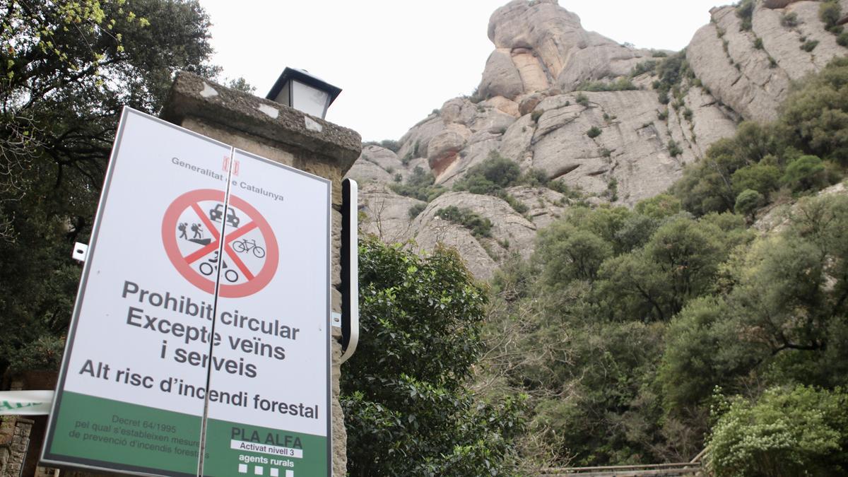 Tancat l’accés al parc de Montserrat per risc d’incendi