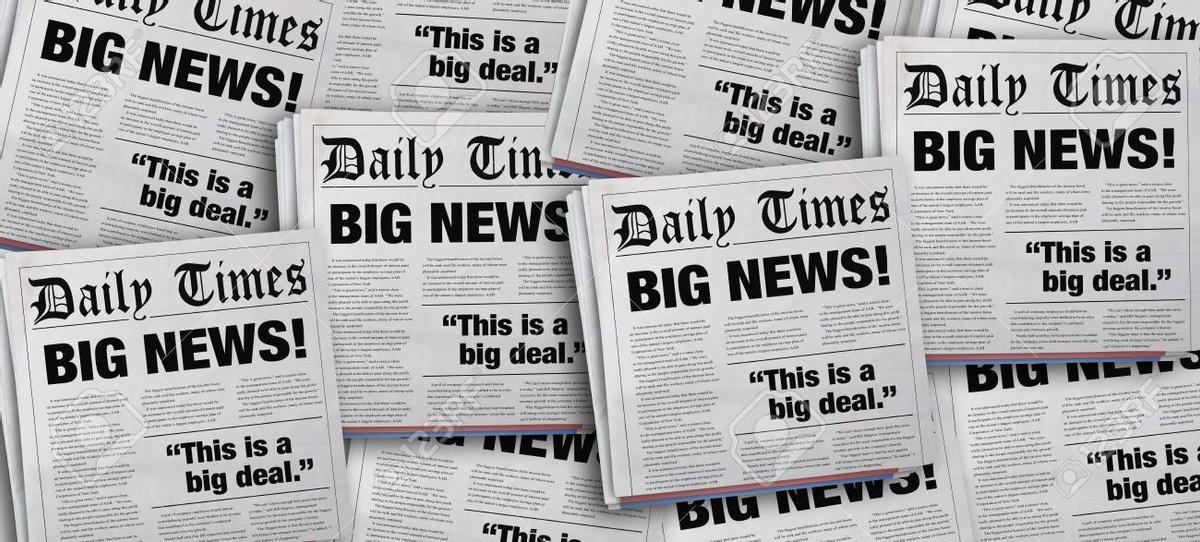 Grandes titulares en periódicos.