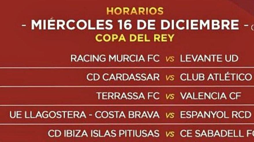 El Valencia CF ya conoce la hora del partido en Terrassa