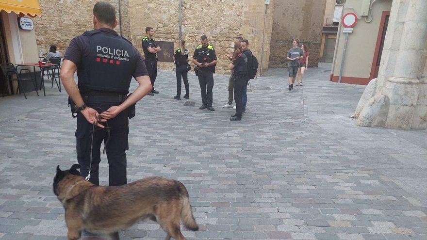 Un moment del dispositiu policial a la Bisbal.