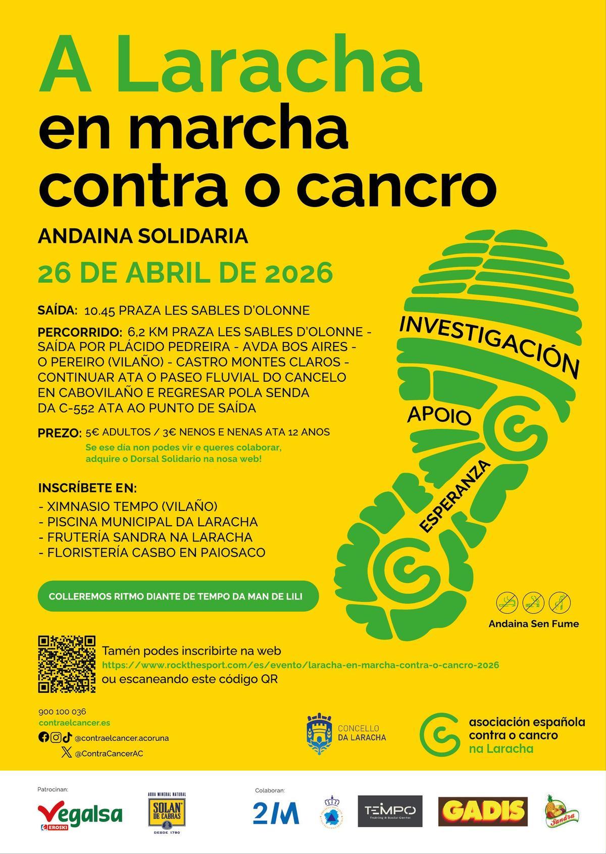 Cartel promocional da Andaina Solidaria contra o Cancro, da Laracha.