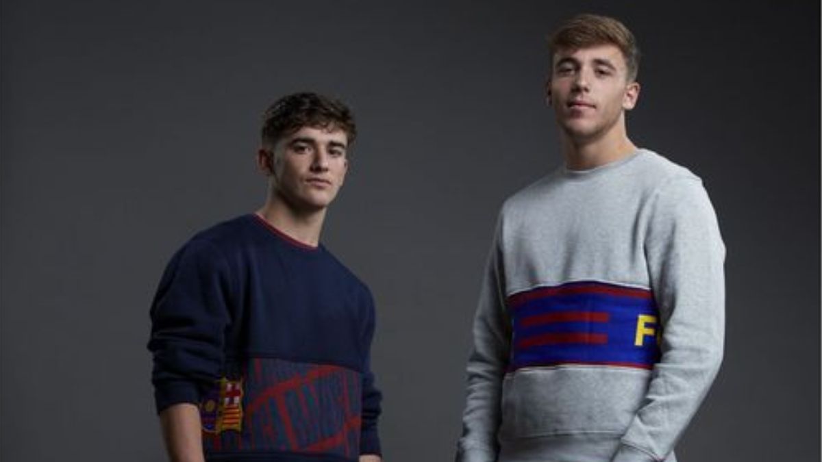 Nico y Gavi en la presentación de la nueva línea de moda