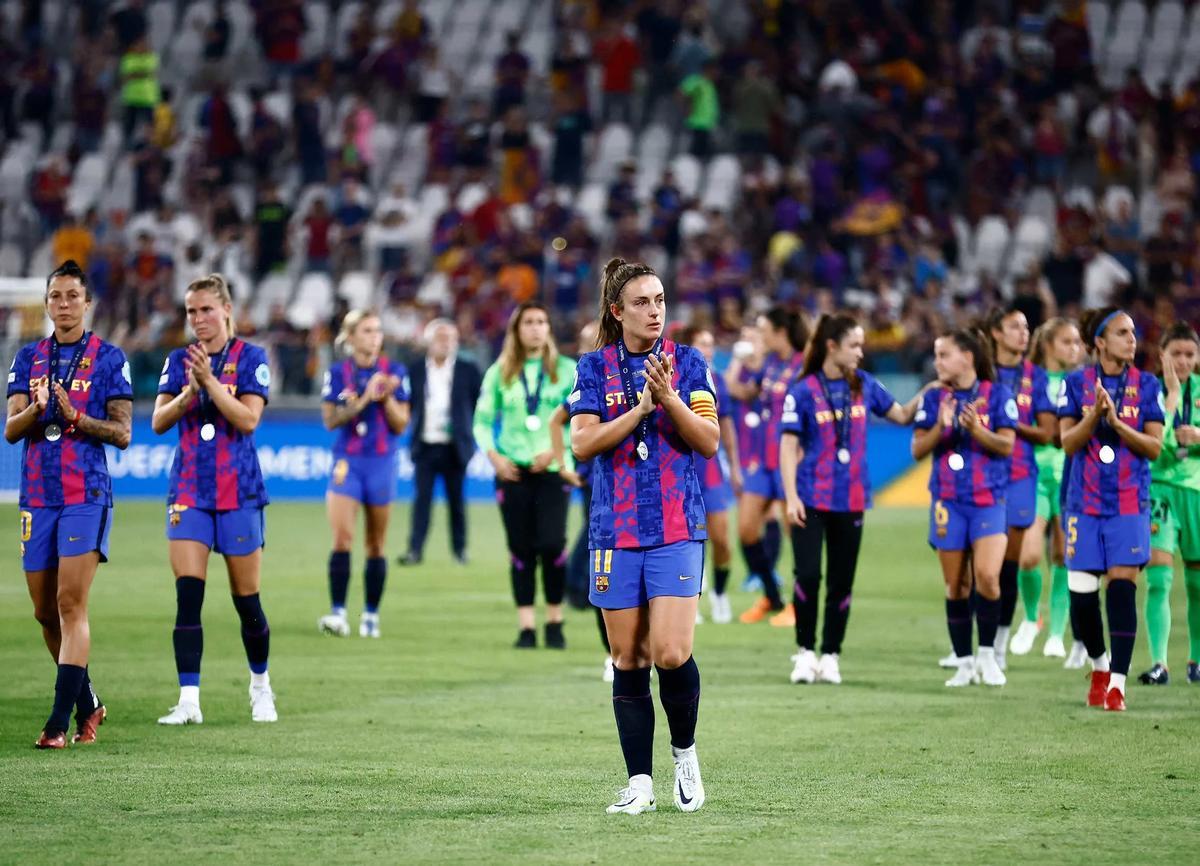 Alexia y las jugadora del Barça tras perder la final de Turín contra el Olympique de Lyon