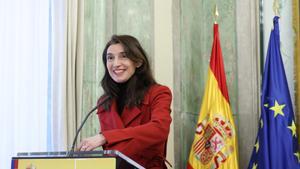 La ministra de Justicia, Pilar Llop, interviene durante la jornada ‘El Ministerio de Justicia y la Mediación’ en el Palacio de Parcent.