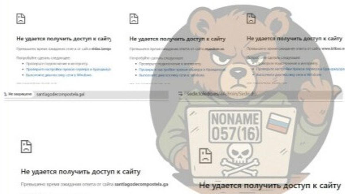 Ein Bär als Hacker: Mit Bildern wie diesem brüstete sich die Gruppe NoName057(16) mit den Cyberattacken in Spanien.