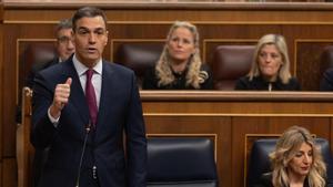 Pedro Sánchez, durante la sesión de control al Gobierno en el Congreso.