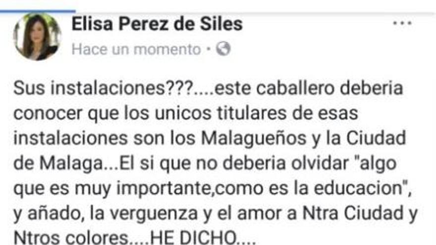 Su mensaje en Facebook