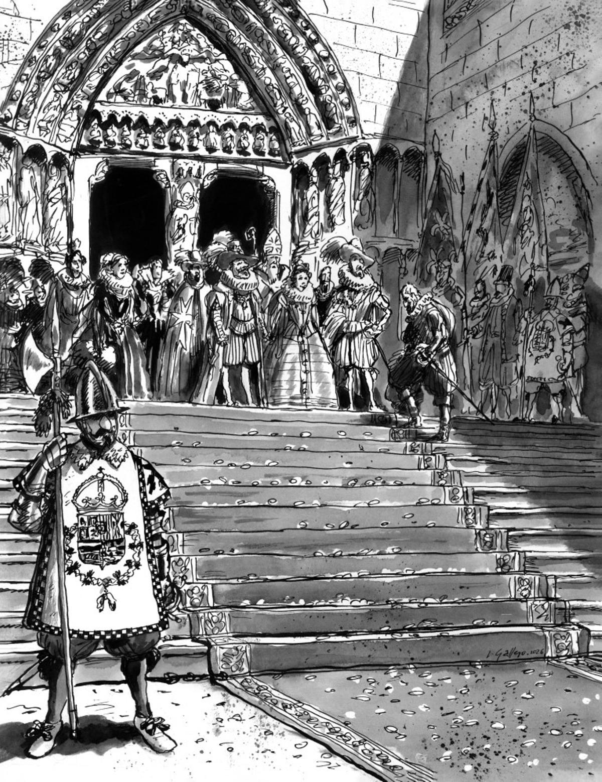 Otra de las ilustraciones de José María Gallego para la última novela de la trilogía de Isidoro de Montemayor.