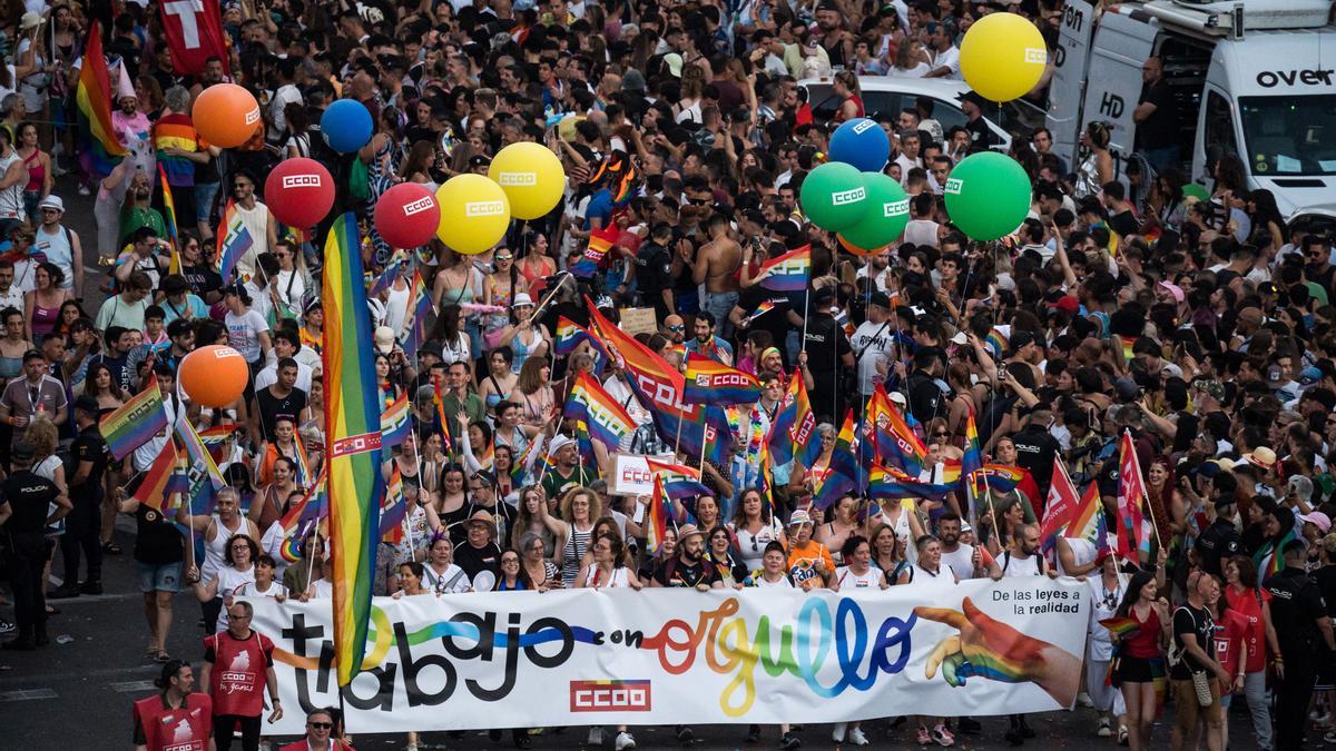 La anifestación del Orgullo LGTBI+ 2023 en Madrid