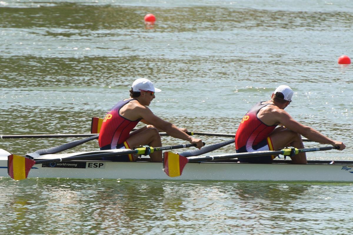 La dupla gallega, en plena competición.