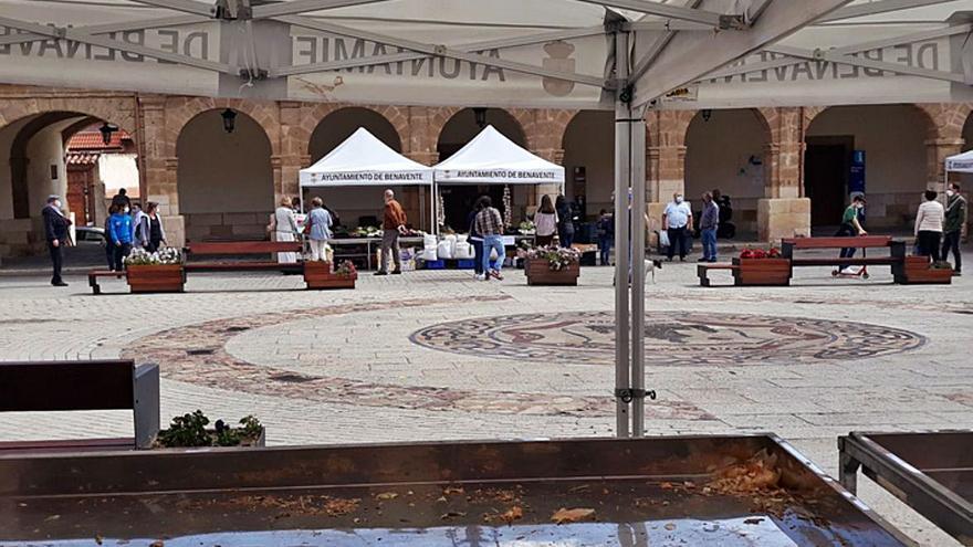 La XXVI Feria del Pimiento se despide con una Plaza Mayor con apenas dos hortelanos y sin morrones que ofrecer