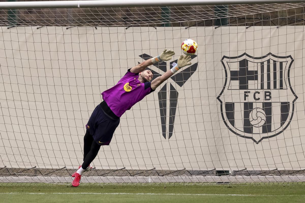 Joan Garcia, en la última sesión preparatoria del Barça.