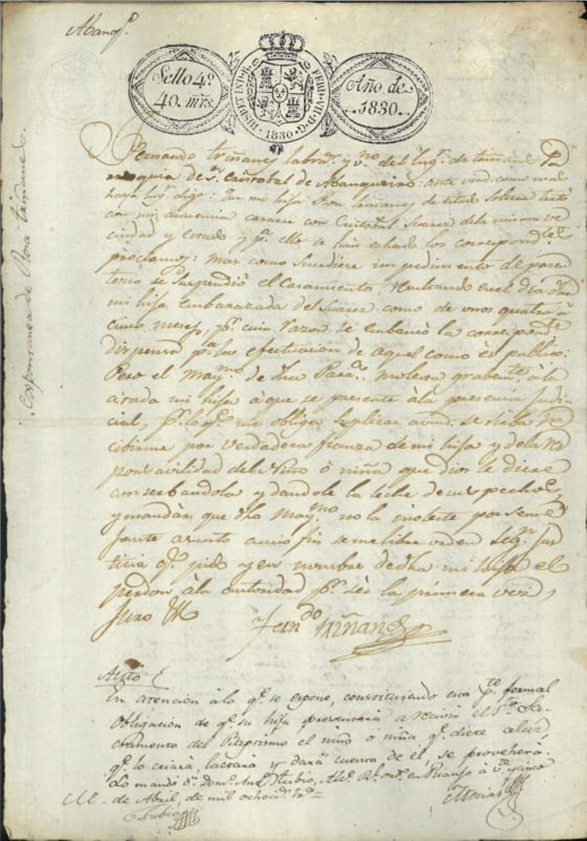 Uno de los documentos sobre las 'espontáneas', que se custodia en el archivo municipal de Rianxo.