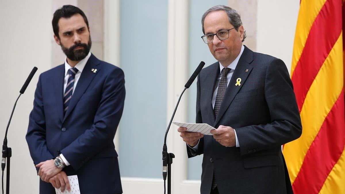  El president del Govern, Quim Torra y el presidente del Parlament, Roger Torrent.