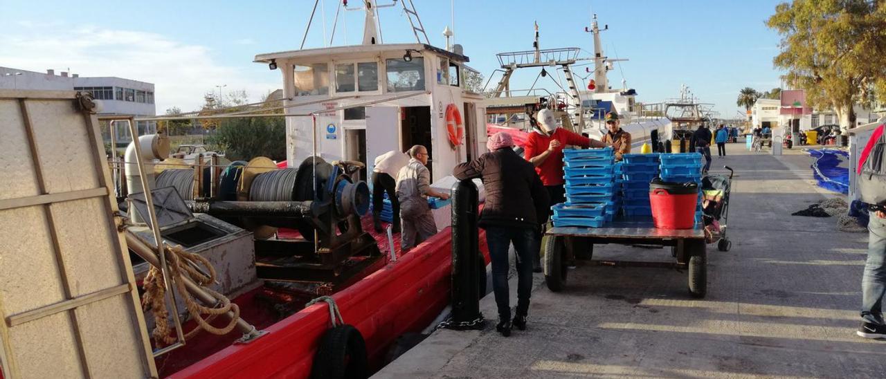 Imagen de archivo de los pescadores llegando a puerto con las capturas. | JOAN R. GIMENO