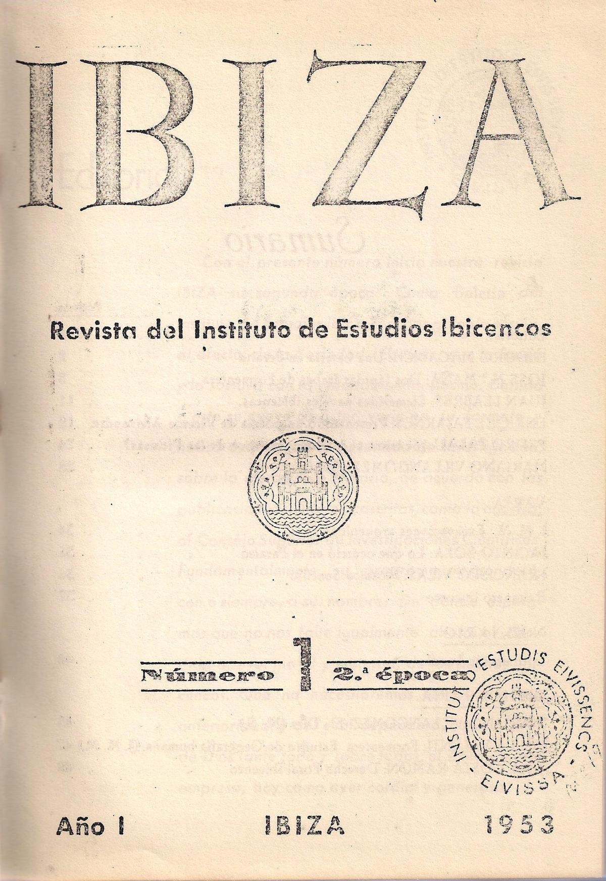 Portada del número 1 de la segona època de la revista “Ibiza”, que passà a ser l’òrgan de l’Institut d’Estudis Eivissencs, cedida per Ebusus.