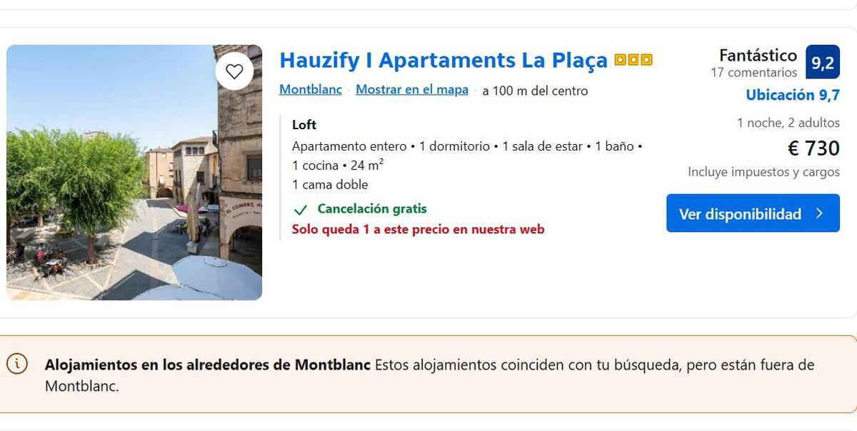 Un apartamento en Montblanc, la zona más privilegiada de Catalunya para ver el eclipse, se cotiza a 730 euros.