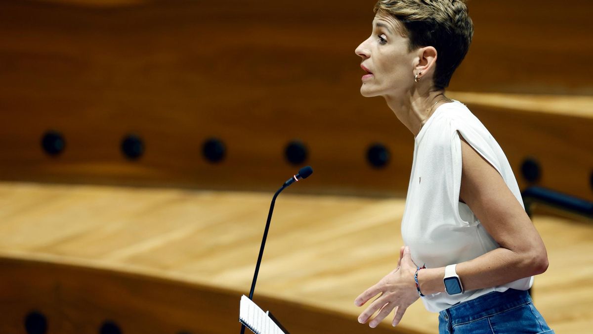 María Chivite, presidenta del Gobierno foral, durante un pleno del Parlamento de Navarra