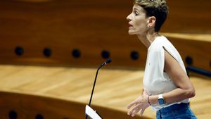 María Chivite, presidenta del Gobierno foral, durante un pleno del Parlamento de Navarra