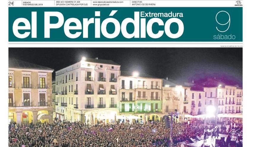 Esta es la portada de EL PERIÓDICO EXTREMADURA correspondiente al día 9 de marzo del 2019