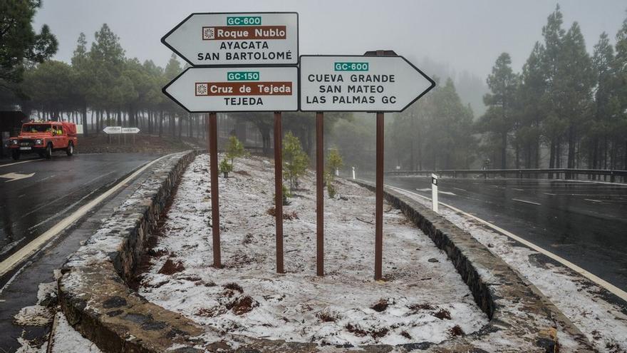 Nieva en la cumbre de Gran Canaria