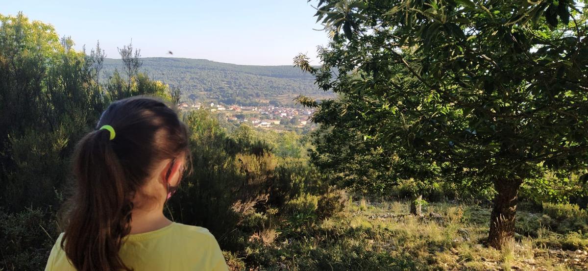 Alba de paseo por la Lleira, contemplando Ferreras.
