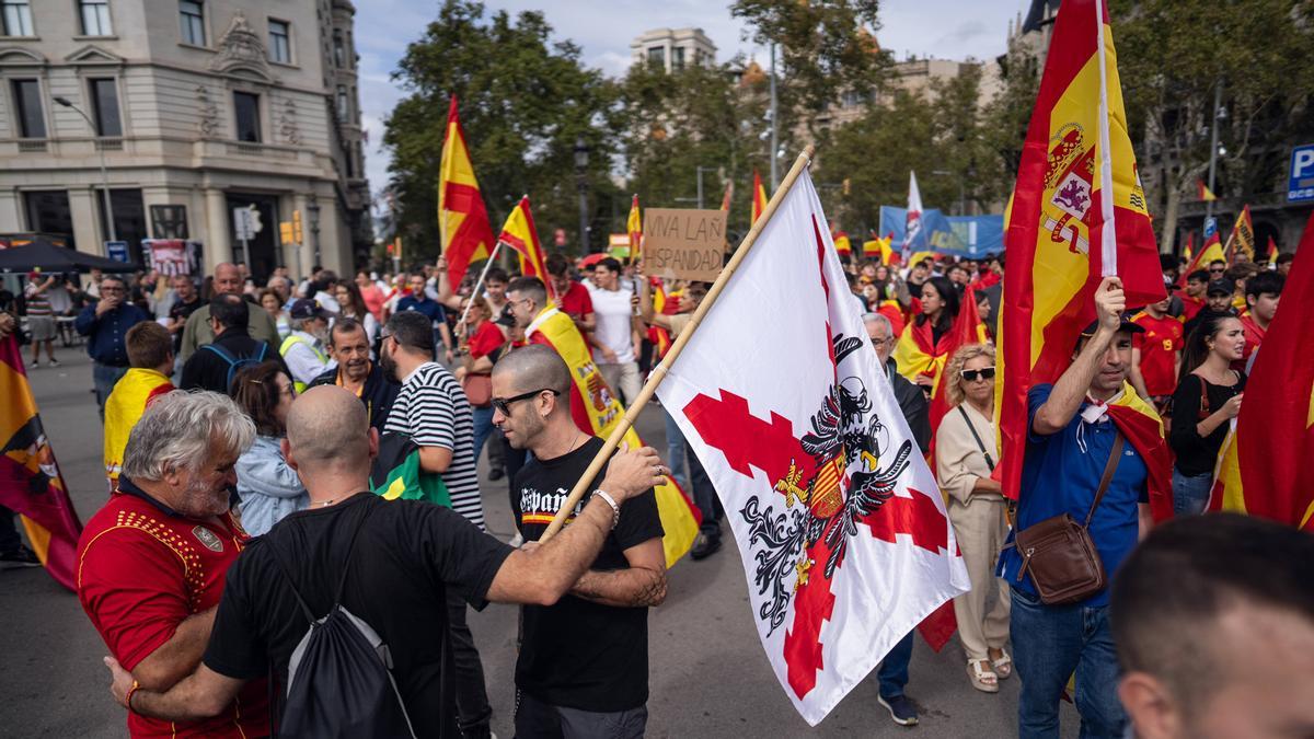 Manifestación por el 12-O, Día de la Hispanidad, en Barcelona