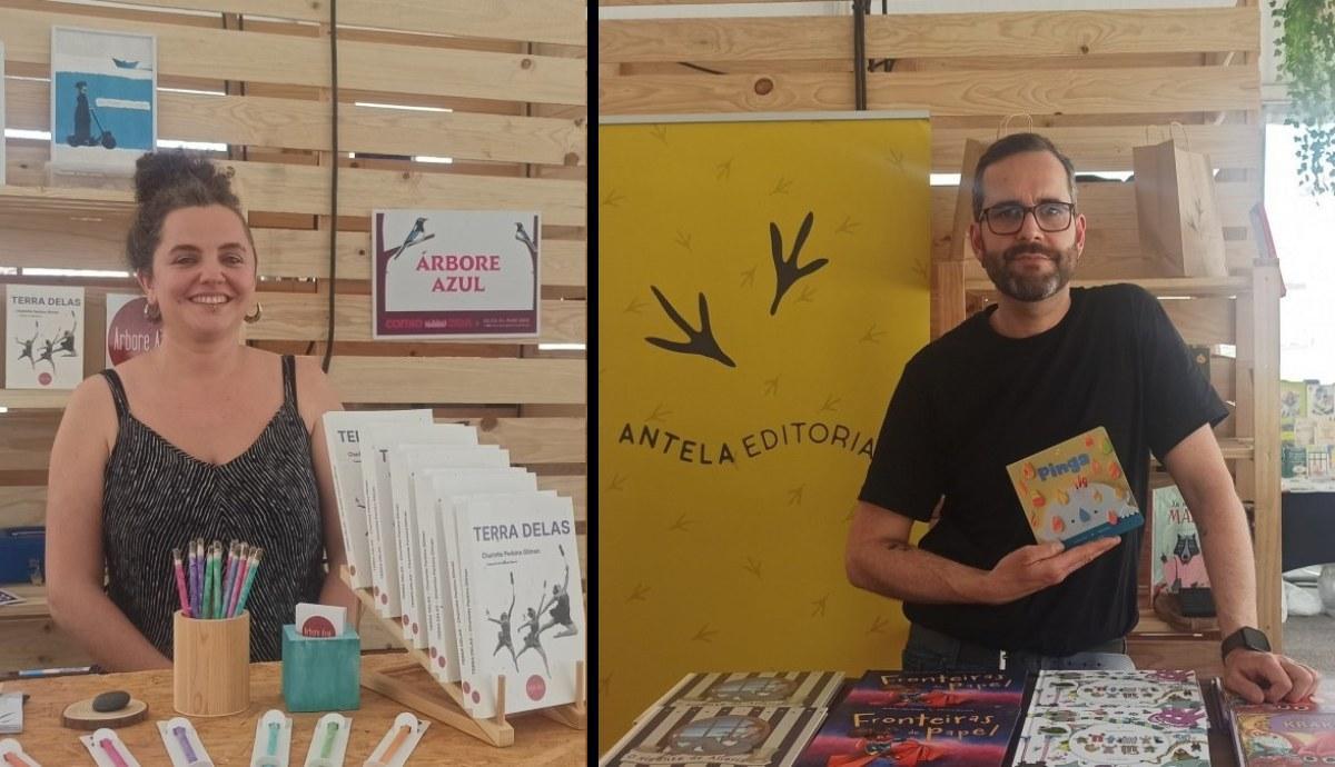 Raquel Senra (Árbore Azul) y Xabier Domínguez (editorial Antela).