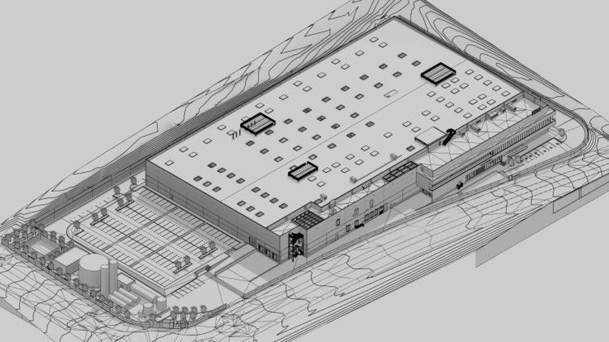 Plano general de la “megaplanta” en el polígono de Rianxo 