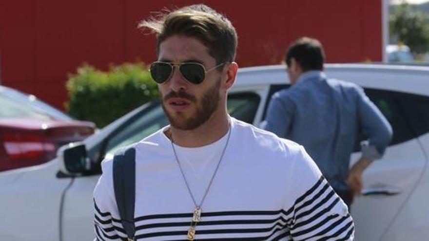 Sergio Ramos, en la concentración de España.