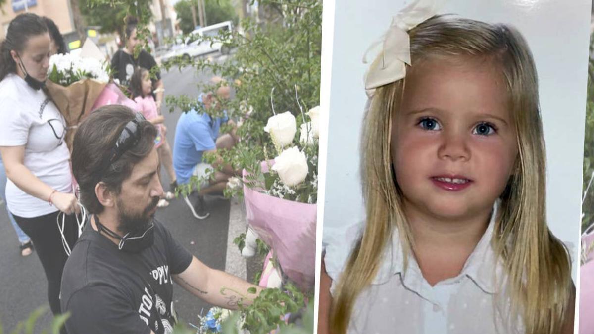 Rocío y David colocando flores dónde murió su pequeña.