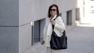 Cristina Narbona, presidenta del PSOE, en la Audiencia Nacional este miércoles.