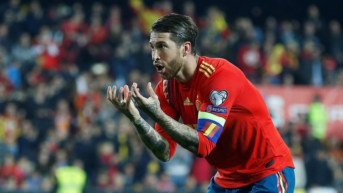 Sergio Ramos, en un partido con la selección