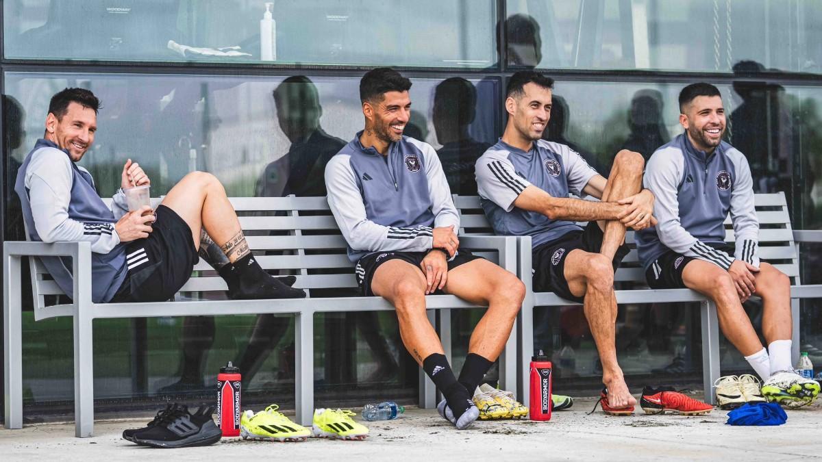 Messi, Suárez, Busquets y Jordi Alba en un entreno con el Inter de Miami