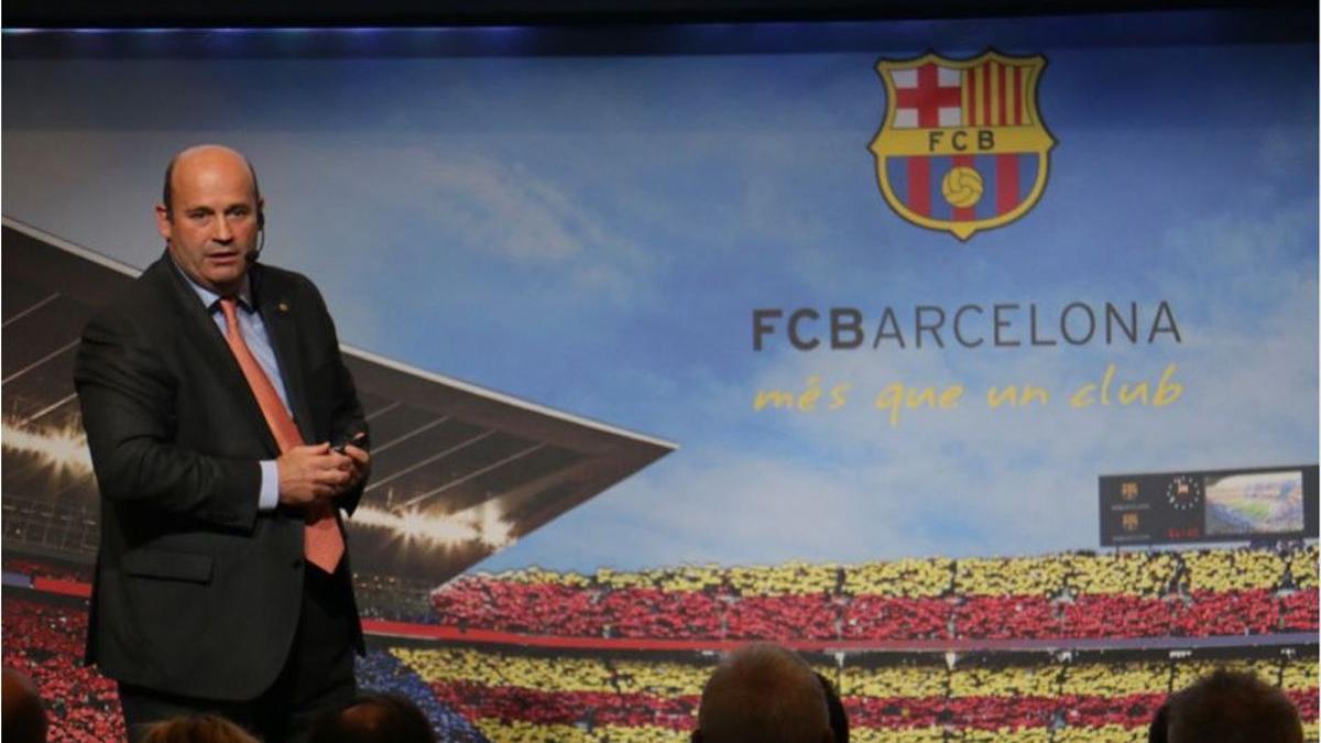 Òscar Grau, durante la presentación del organigrama del FC Barcelona, en 2016