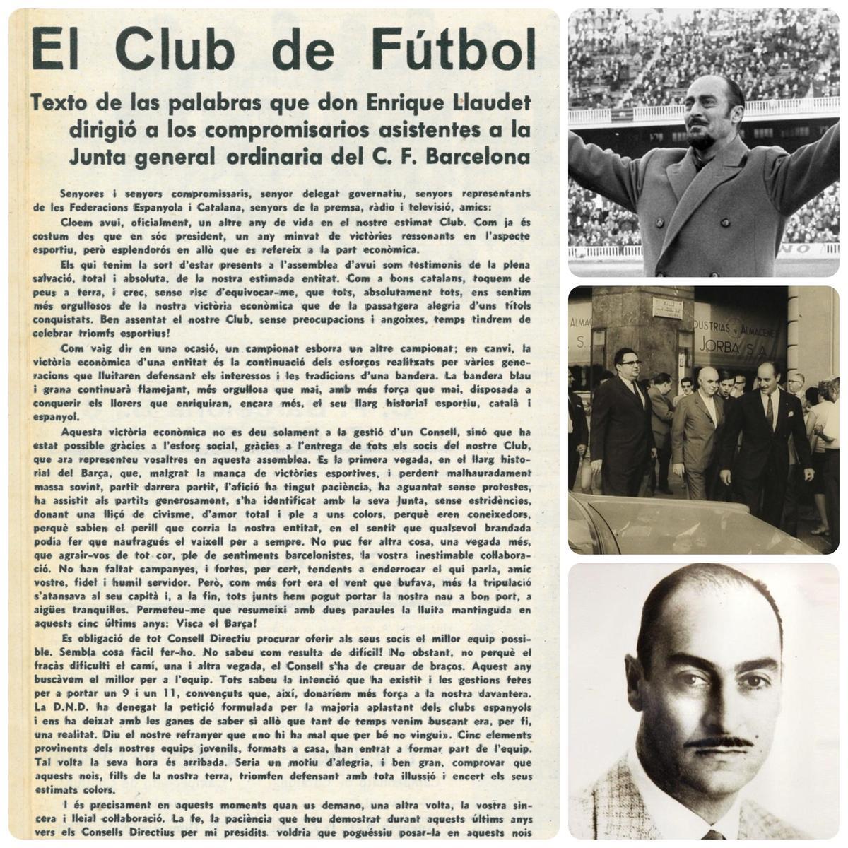 Este es el discurso de Enric Llaudet en la Asamblea de socios de 1966
