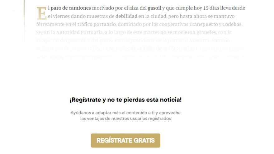 Acceso al registro de usuarios de La Opinión A Coruña en una noticia de la edición digital.