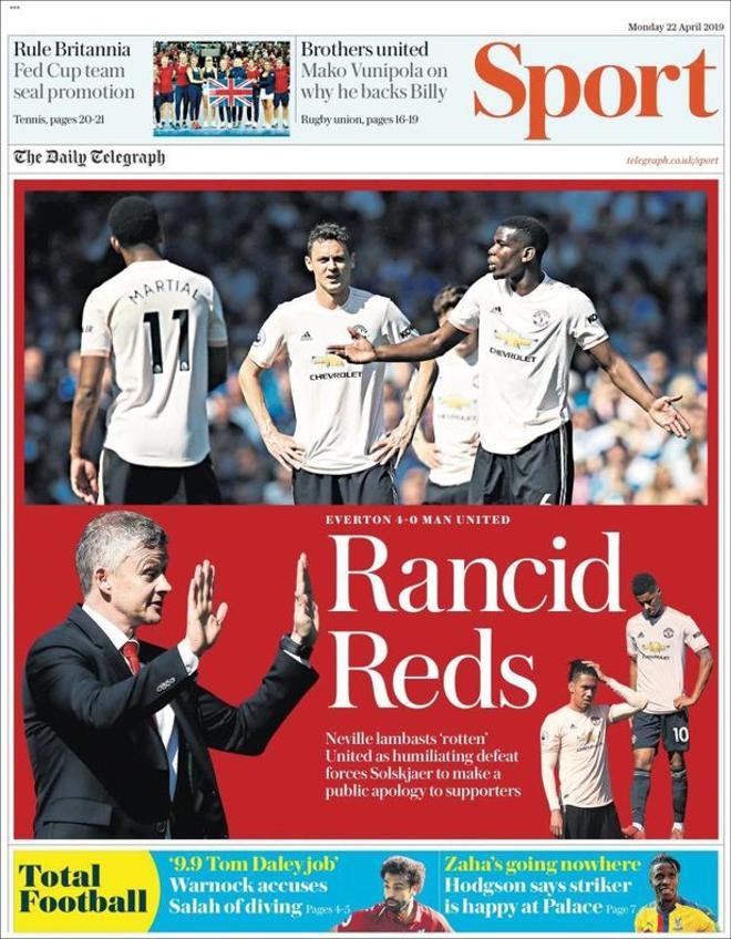 Portada de Telegraph Sport del 22 de abril