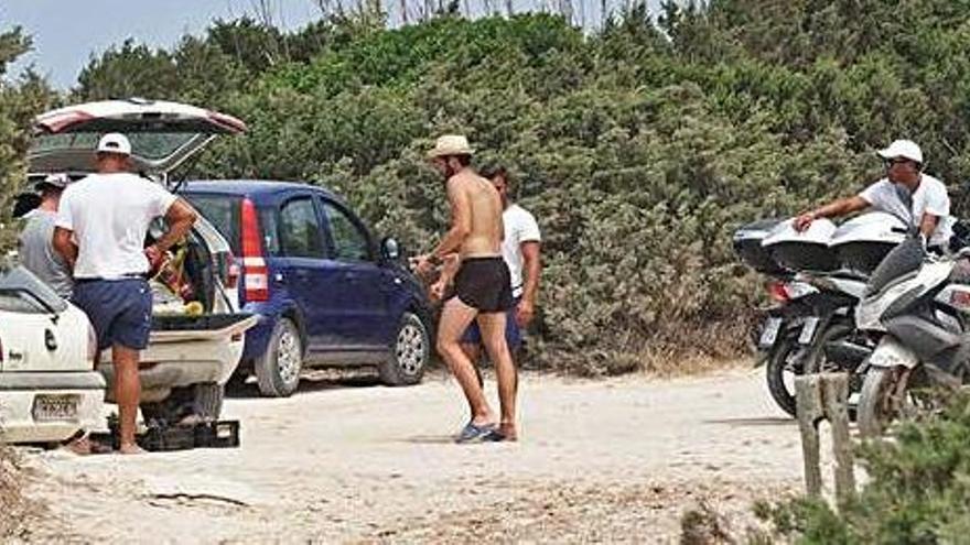 Imagen de archivo de policías locales, de paisano, incautando cocos y piñas en ses Illetes.