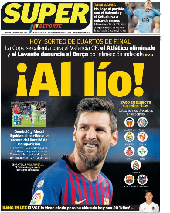 Portada SUPERDEPORTE viernes 18 de enero 2019