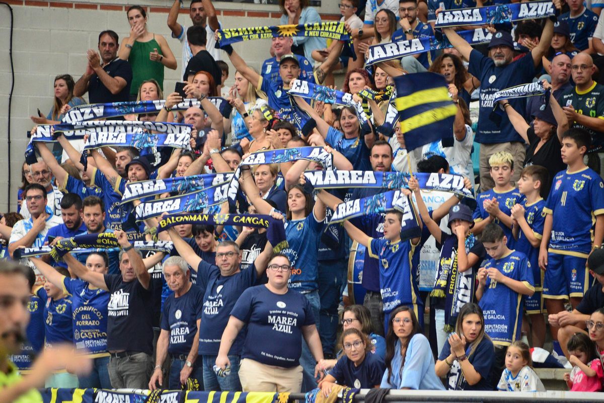 Aficionadois de la peña Marea Azul en el partido del domingo entre Frigoríficos y Logroño La Rioja.